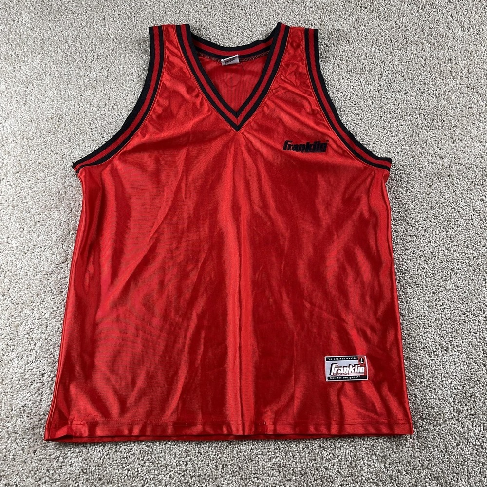 Vintage Franklin Sports Tank Top Mens Large Red Basketball Jersey Athletic Gym